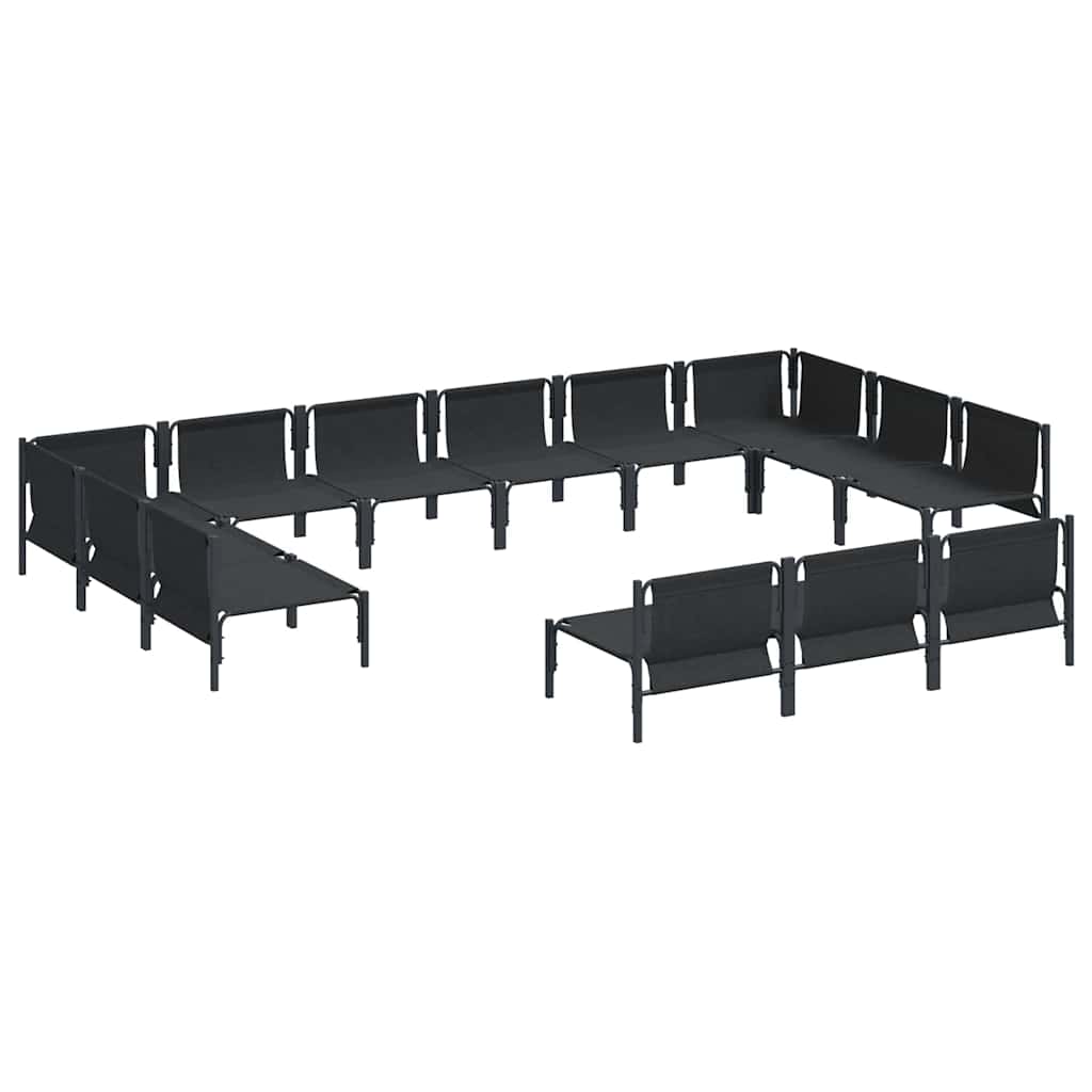 vidaXL Gartensofa-set mit Kissen 13 pcs Schwarz Stahl