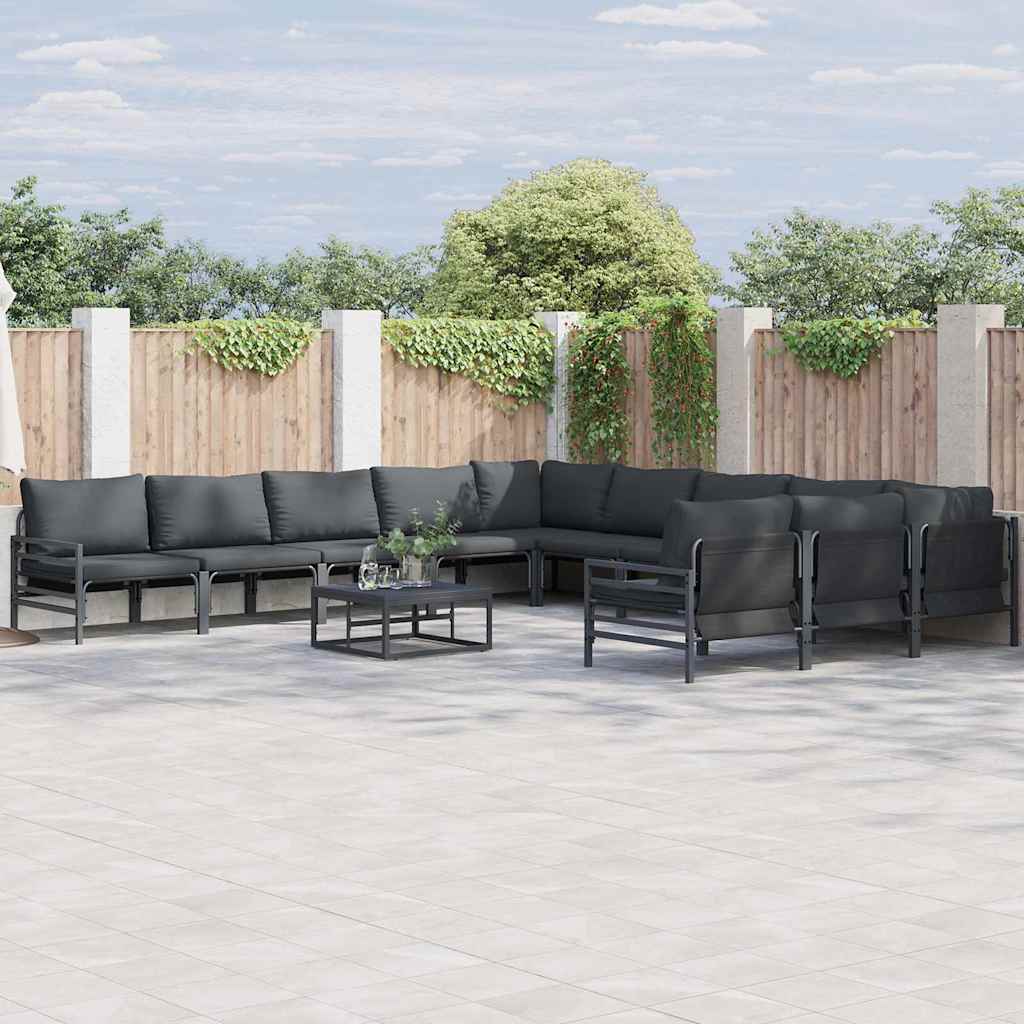 vidaXL Gartensofa-set mit Kissen 11 pcs Schwarz Stahl