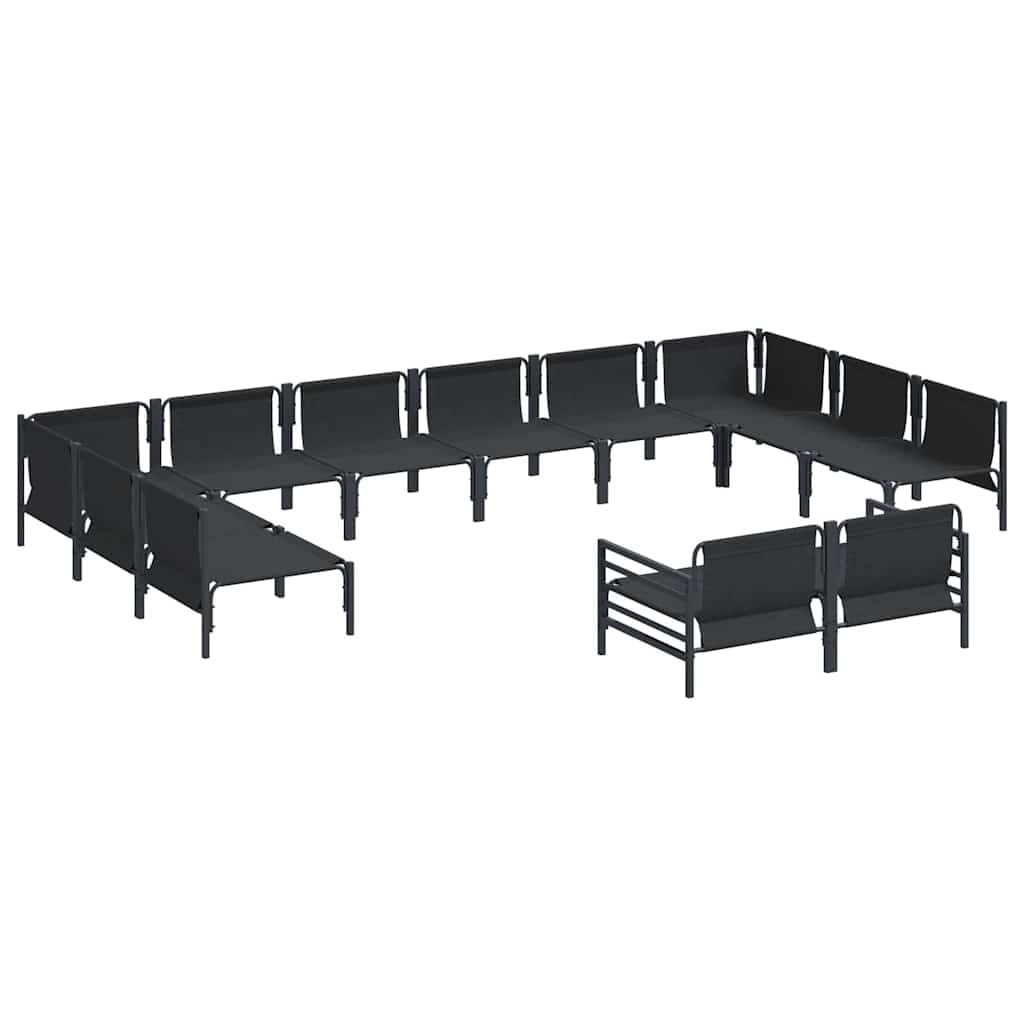 vidaXL Gartensofa-set mit Kissen 12 pcs Schwarz Stahl
