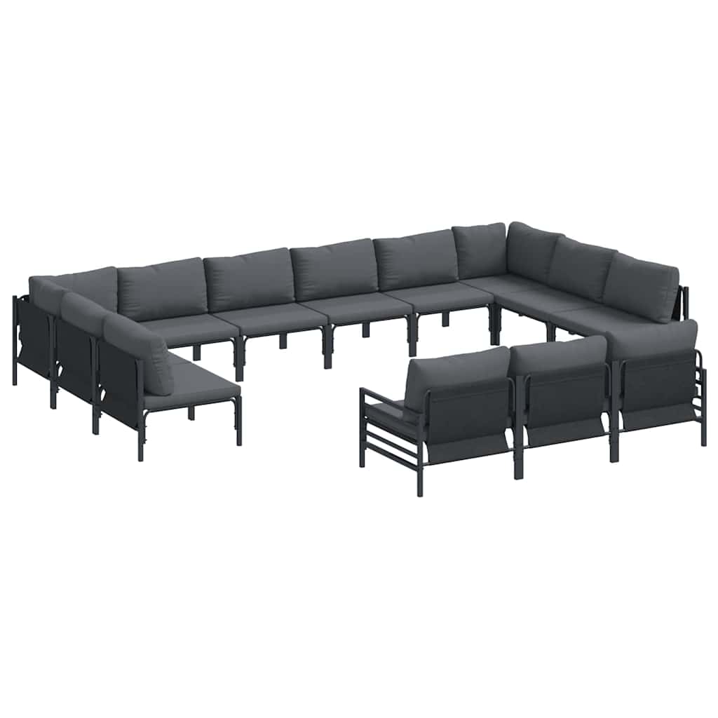 vidaXL Gartensofa-set mit Kissen 13 pcs Schwarz Stahl