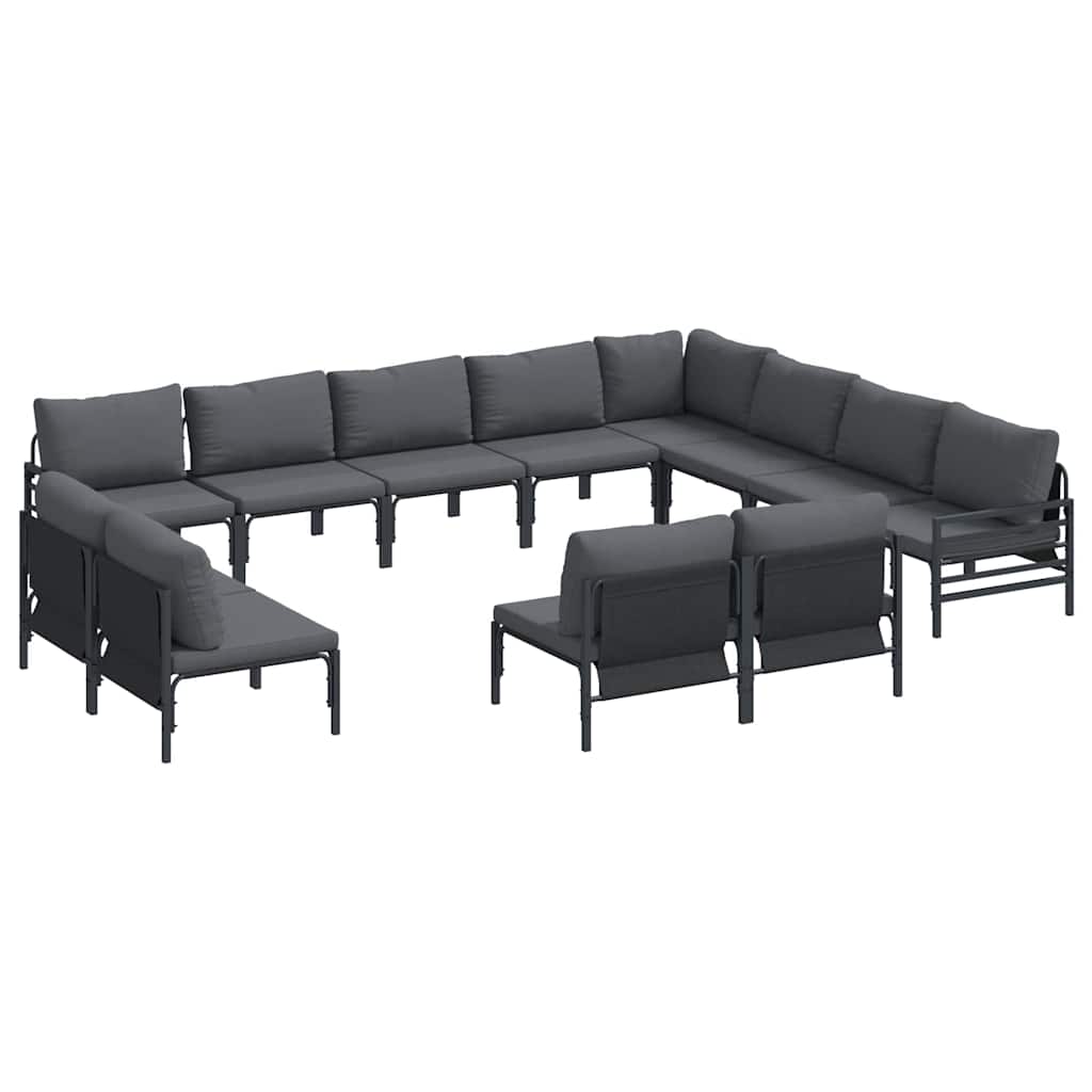 vidaXL Gartensofa-set mit Kissen 12 pcs Schwarz Stahl