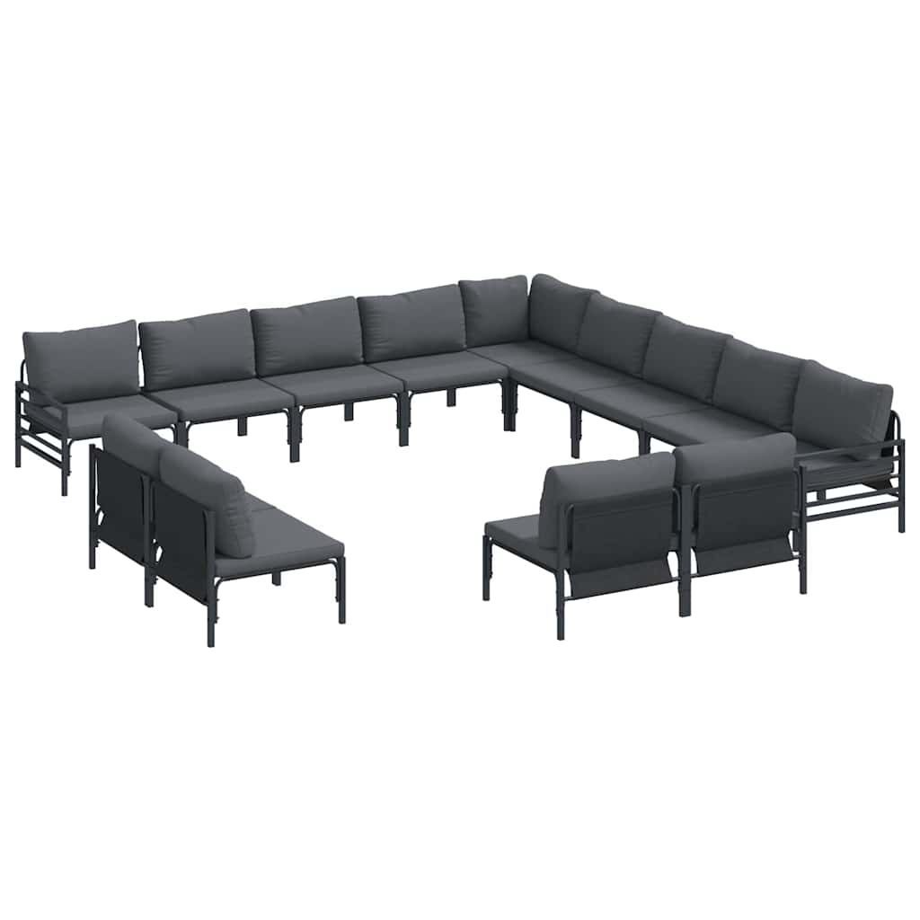 vidaXL Gartensofa-set mit Kissen 13 pcs Schwarz Stahl