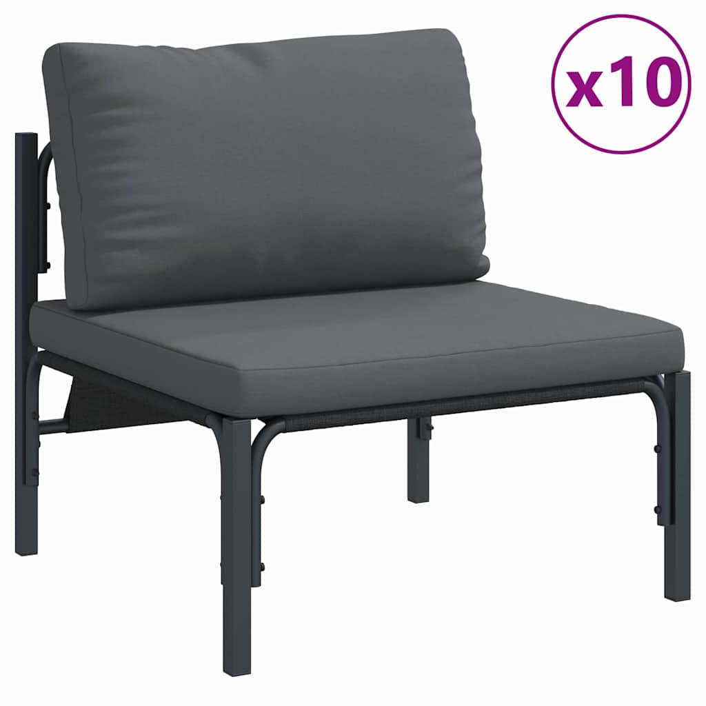 vidaXL Gartensofa-set mit Kissen 13 pcs Schwarz Stahl