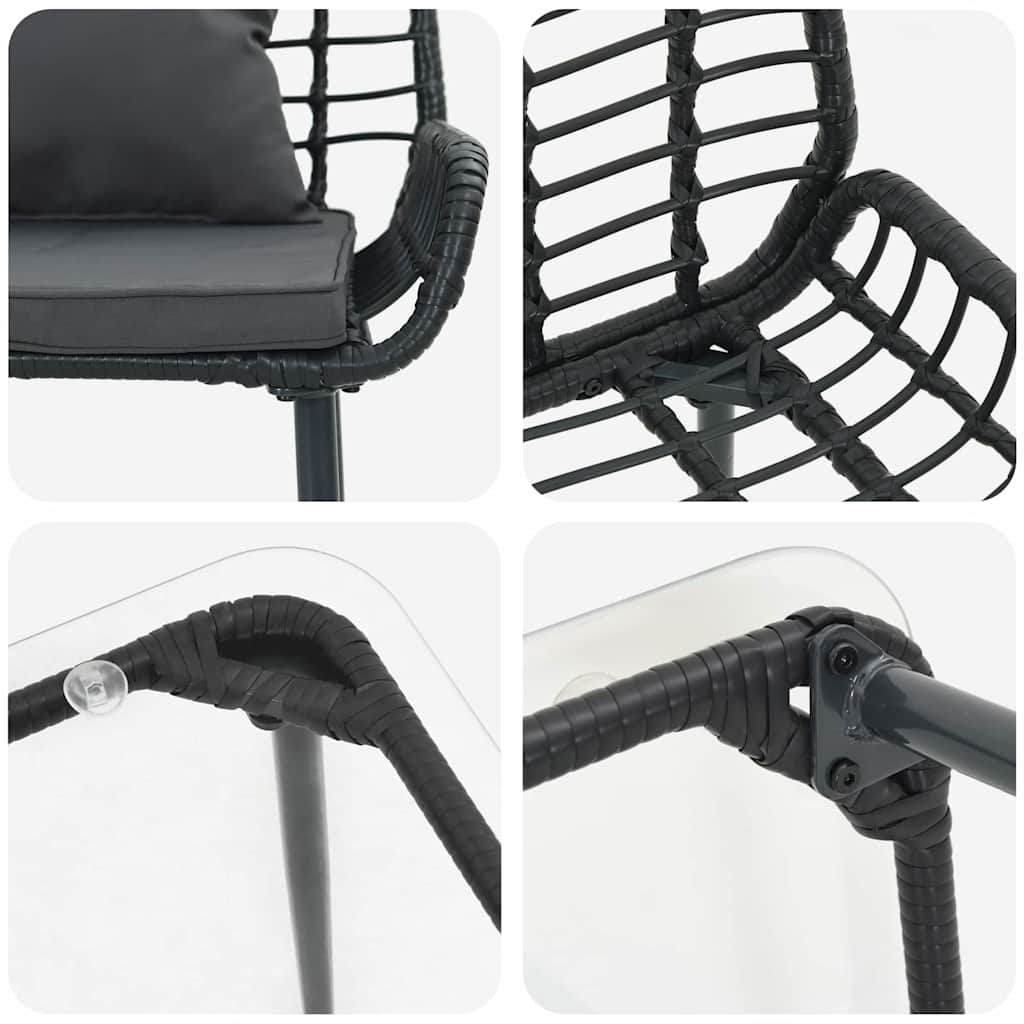 vidaXL Gartenmöbel Set mit Kissen 4 pcs Schwarz und Creme Poly-Rattan