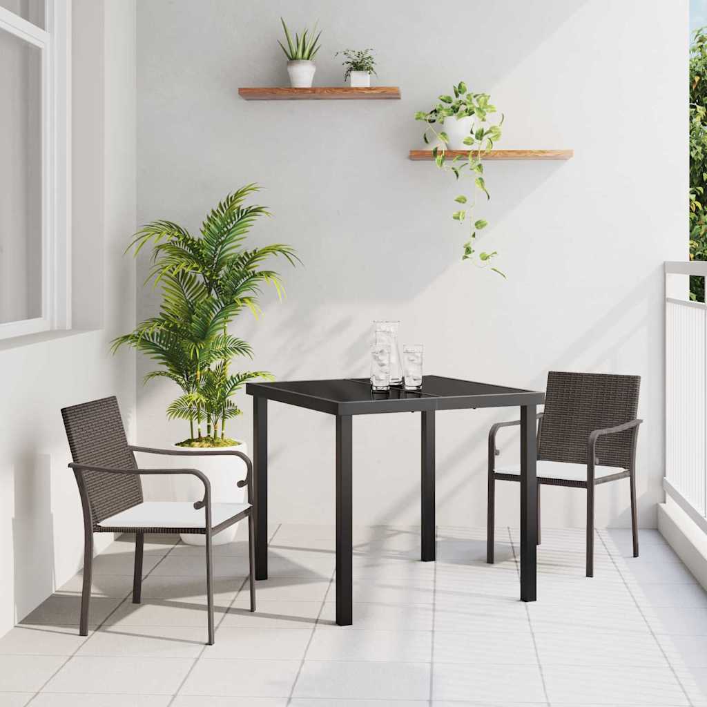 vidaXL Garten Essgruppe 3 pcs Braun und Schwarz PE-Rattan