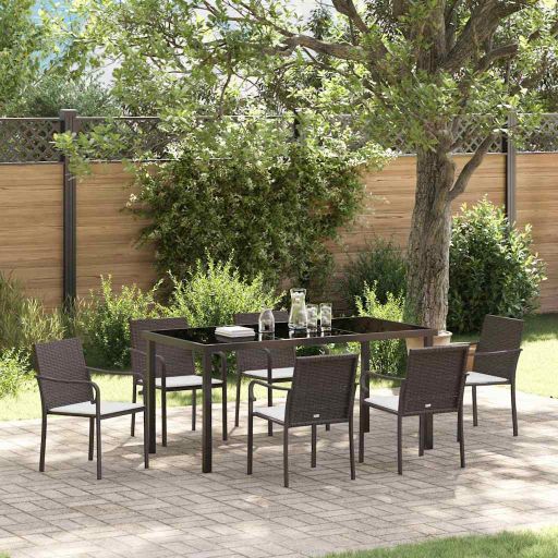 vidaXL Garten Essgruppe 3 pcs Braun und Schwarz PE-Rattan