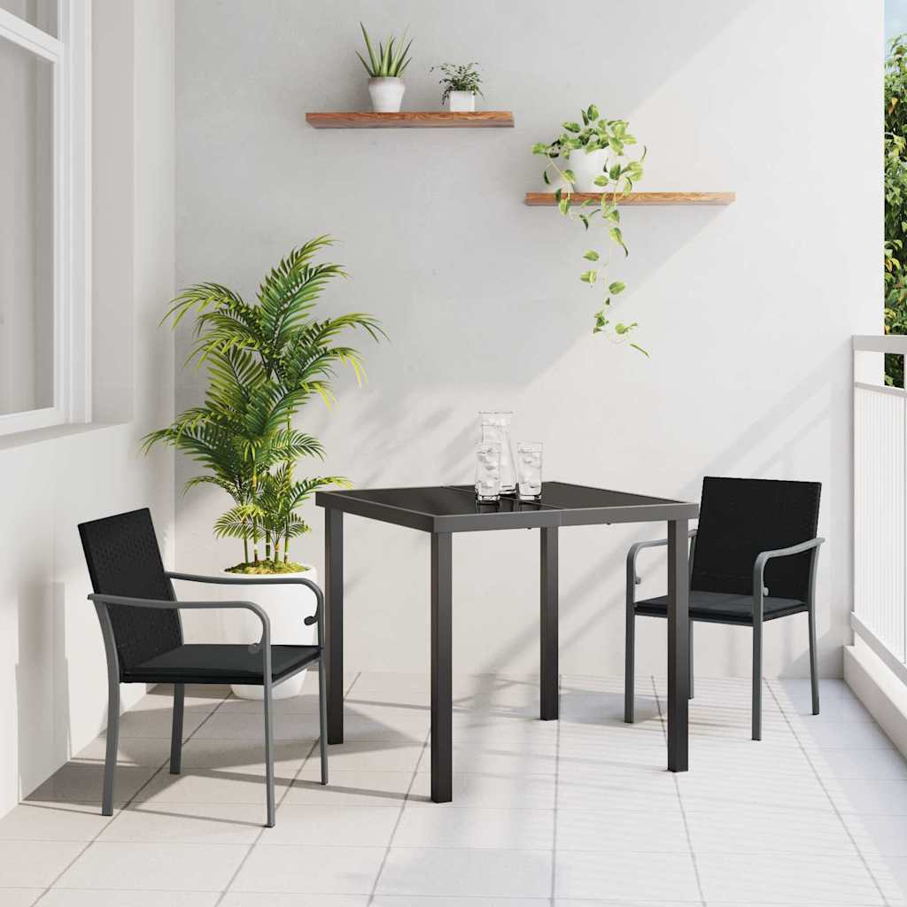vidaXL Garten Essgruppe 3 pcs Braun und Schwarz PE-Rattan