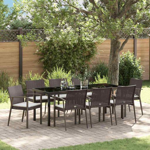vidaXL Garten Essgruppe 3 pcs Braun und Schwarz PE-Rattan