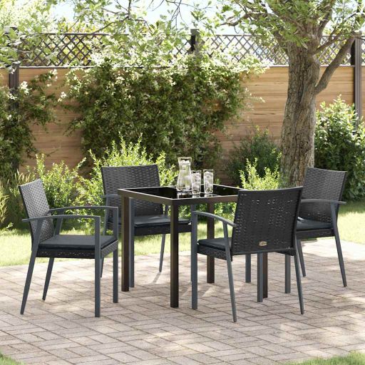 vidaXL Garten Essgruppe 3 pcs Braun und Schwarz PE-Rattan