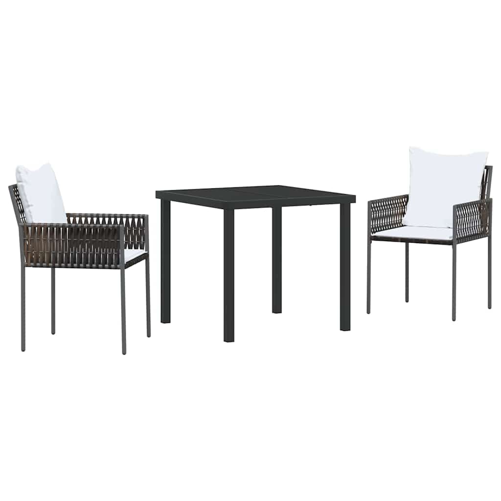 vidaXL Garten Essgruppe 3 pcs Braun Poly Rattan