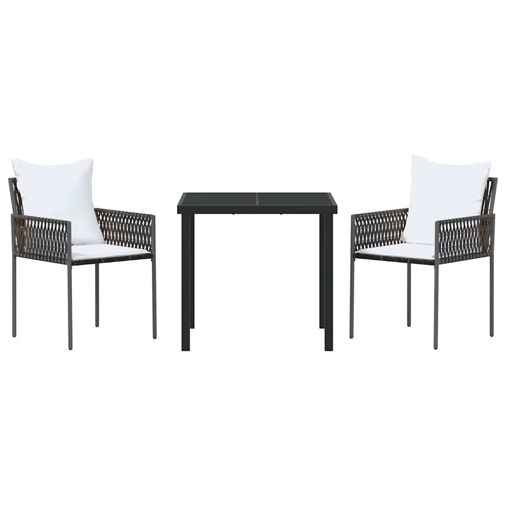 vidaXL Garten Essgruppe 3 pcs Braun Poly Rattan