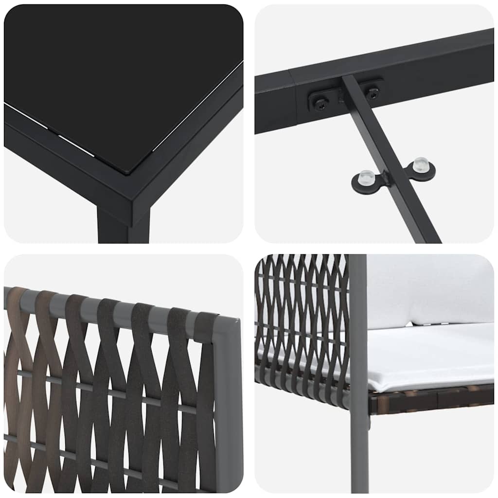 vidaXL Garten Essgruppe 3 pcs Braun Poly Rattan