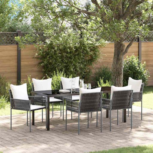 vidaXL Garten Essgruppe 3 pcs Braun Poly Rattan