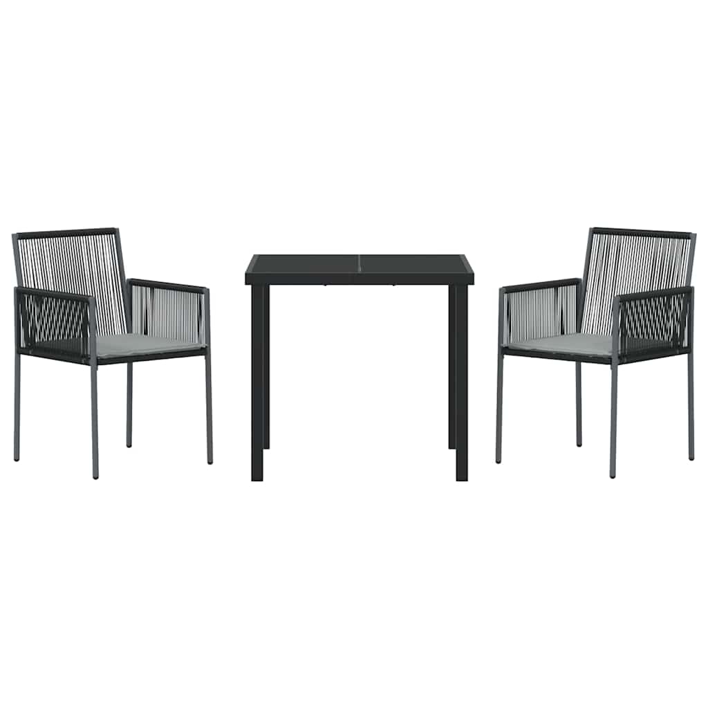 vidaXL Garten Essgruppe 3 pcs Schwarz PE-Rattan