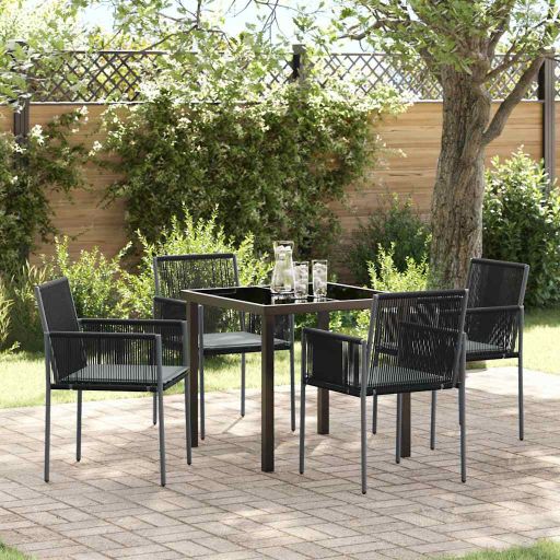 vidaXL Garten Essgruppe 3 pcs Schwarz PE-Rattan