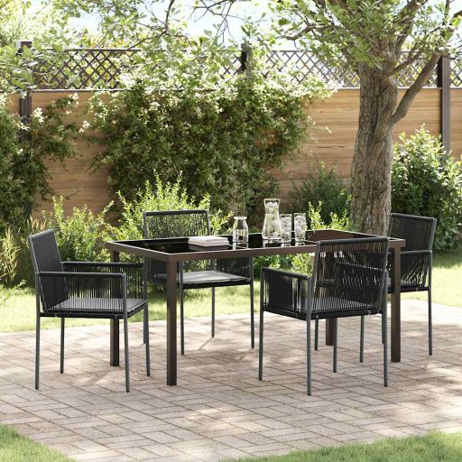 vidaXL Garten Essgruppe 3 pcs Schwarz PE-Rattan