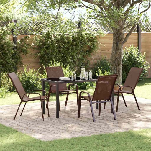 vidaXL Garten Essgruppe 5 pcs Schwarz Pulverbeschichteter Stahl