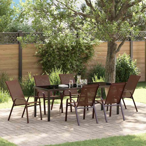 vidaXL Garten Essgruppe 5 pcs Schwarz Pulverbeschichteter Stahl