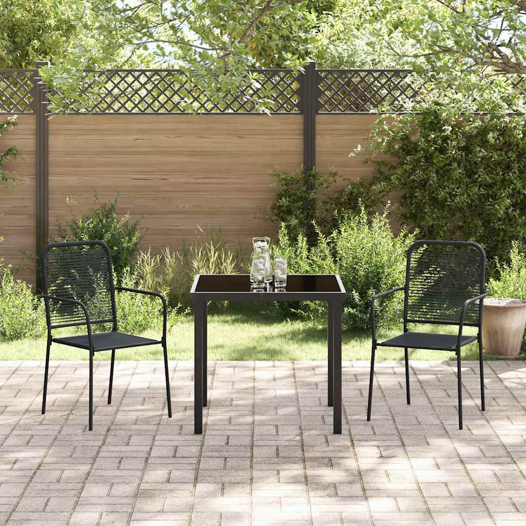 vidaXL Garten Essgruppe 3 pcs Schwarz Baumwollseil und Stahl