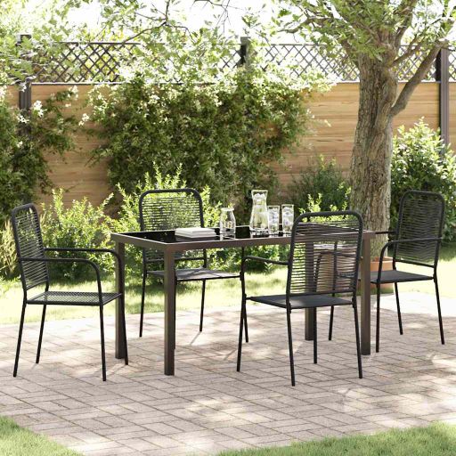vidaXL Garten Essgruppe 3 pcs Schwarz Baumwollseil und Stahl