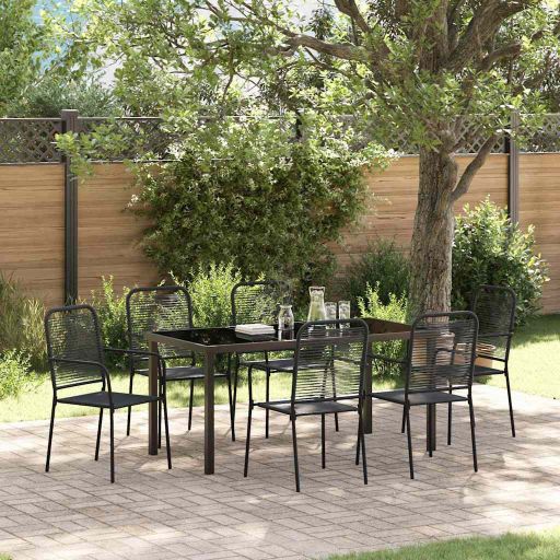 vidaXL Garten Essgruppe 3 pcs Schwarz Baumwollseil und Stahl