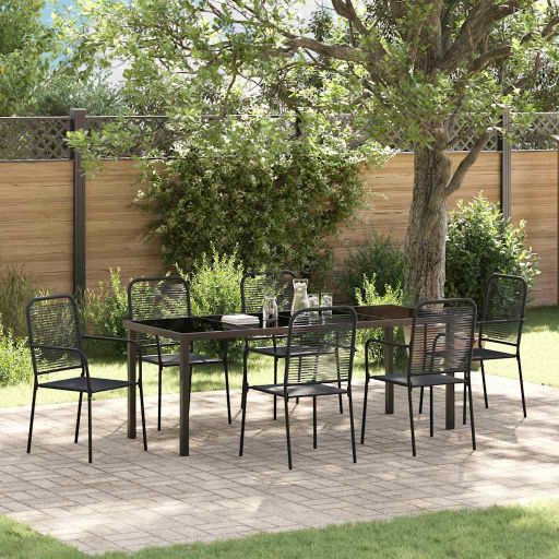 vidaXL Garten Essgruppe 3 pcs Schwarz Baumwollseil und Stahl