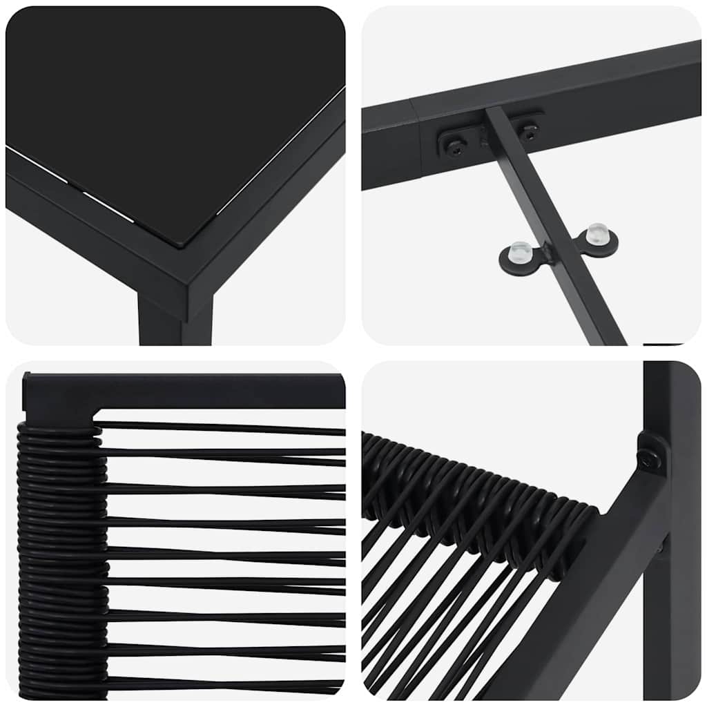 vidaXL Garten Essgruppe 3 pcs Schwarz Pulverbeschichteter Stahl