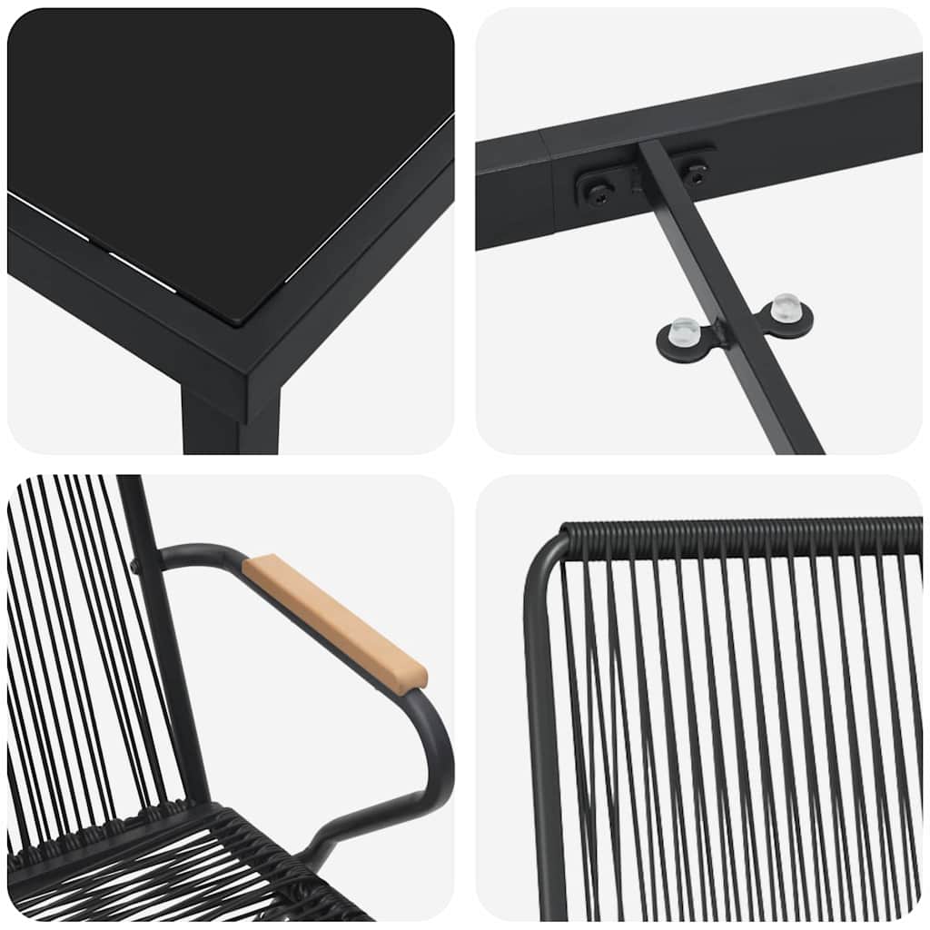 vidaXL Garten Essgruppe 3 pcs Schwarz Pulverbeschichteter Stahl