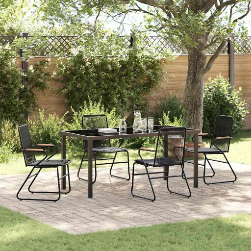 vidaXL Garten Essgruppe 3 pcs Schwarz Pulverbeschichteter Stahl