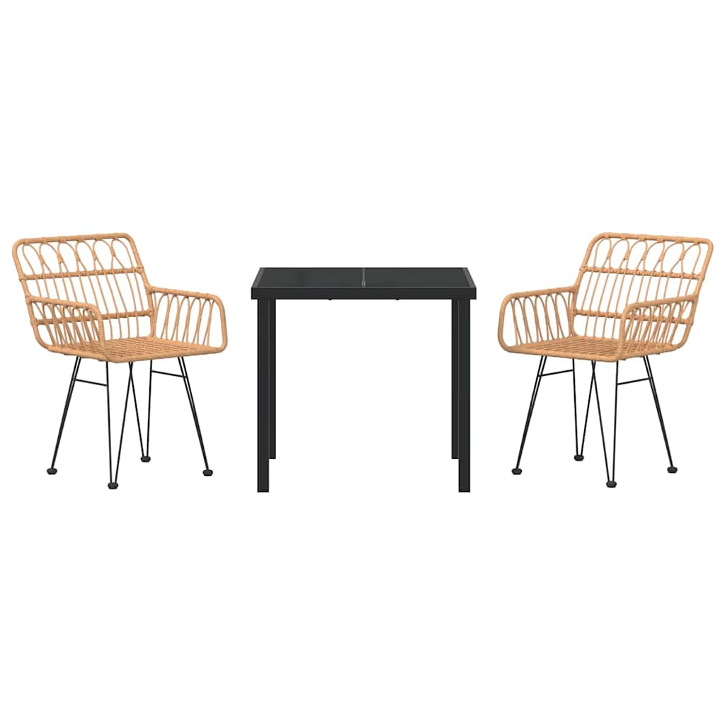 vidaXL Garten Essgruppe 3 pcs Braun Pulverbeschichteter Stahl