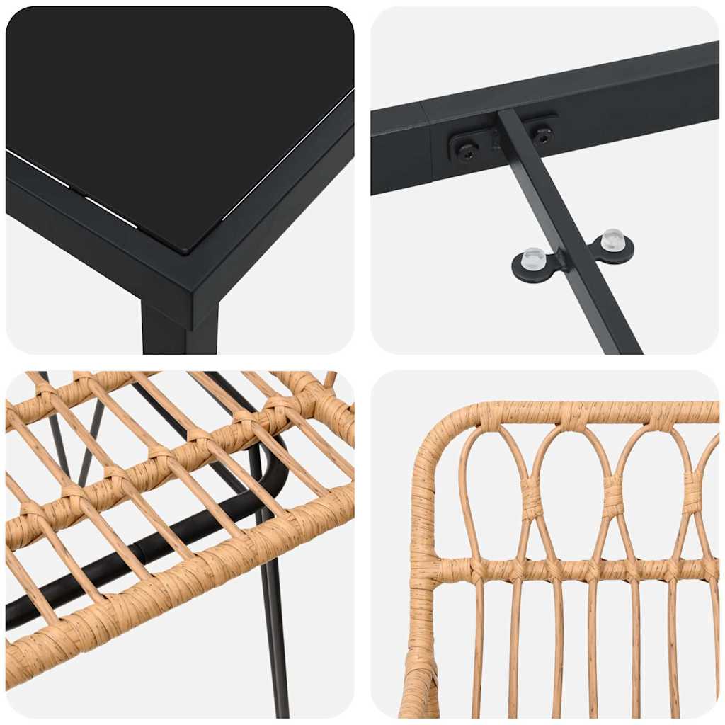 vidaXL Garten Essgruppe 3 pcs Braun Pulverbeschichteter Stahl