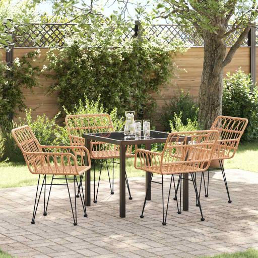 vidaXL Garten Essgruppe 3 pcs Braun Pulverbeschichteter Stahl