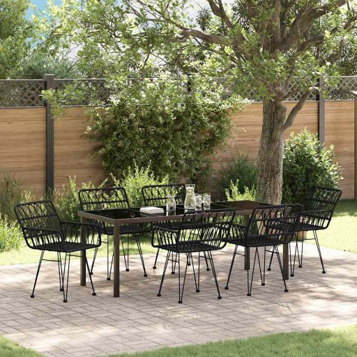 vidaXL Garten Essgruppe 3 pcs Braun Pulverbeschichteter Stahl