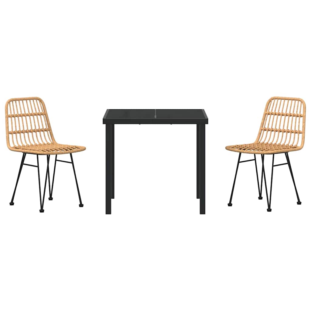 vidaXL Garten Essgruppe 3 pcs Braun Pulverbeschichteter Stahl