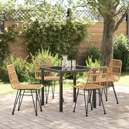 vidaXL Garten Essgruppe 3 pcs Braun Pulverbeschichteter Stahl