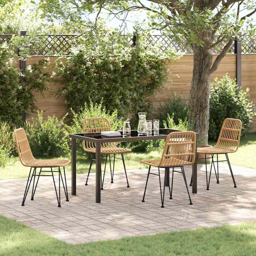 vidaXL Garten Essgruppe 3 pcs Braun Pulverbeschichteter Stahl