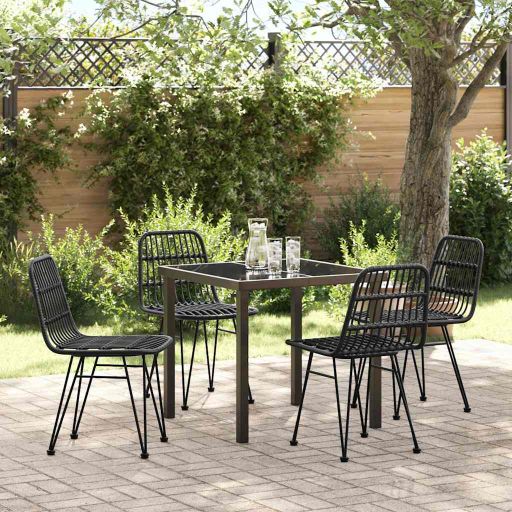 vidaXL Garten Essgruppe 3 pcs Braun Pulverbeschichteter Stahl