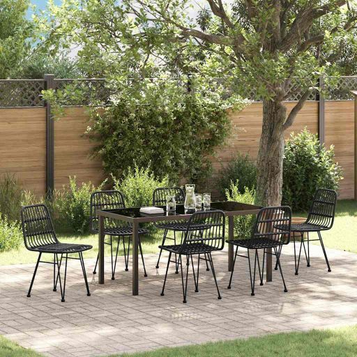 vidaXL Garten Essgruppe 3 pcs Braun Pulverbeschichteter Stahl
