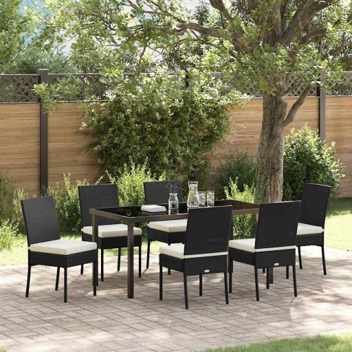 vidaXL Garten Essgruppe 3 pcs Schwarz Pulverbeschichteter Stahl