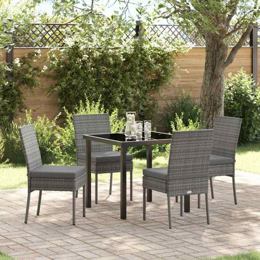 vidaXL Garten Essgruppe 3 pcs Schwarz Pulverbeschichteter Stahl