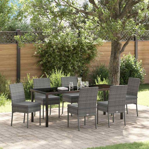 vidaXL Garten Essgruppe 3 pcs Schwarz Pulverbeschichteter Stahl