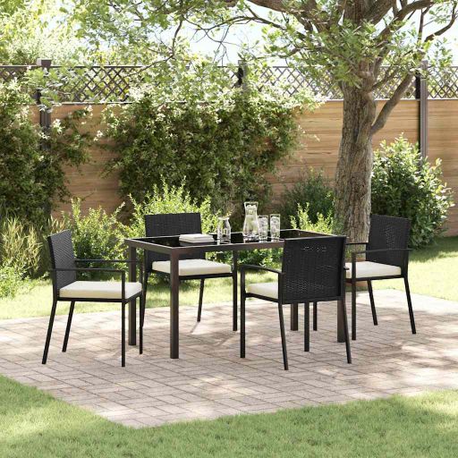 vidaXL Garten Essgruppe 3 pcs Schwarz Pulverbeschichteter Stahl