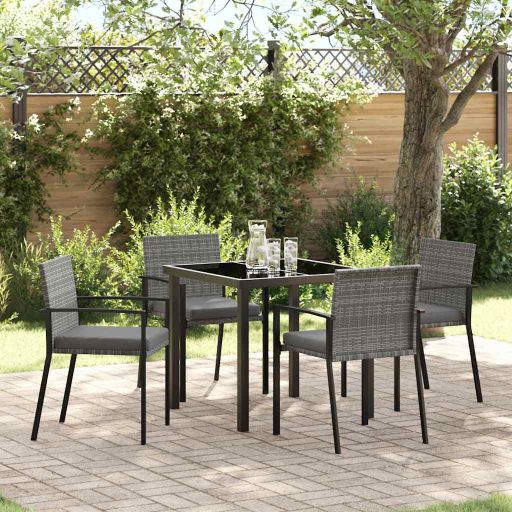 vidaXL Garten Essgruppe 3 pcs Schwarz Pulverbeschichteter Stahl