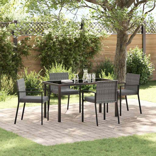 vidaXL Garten Essgruppe 3 pcs Schwarz Pulverbeschichteter Stahl