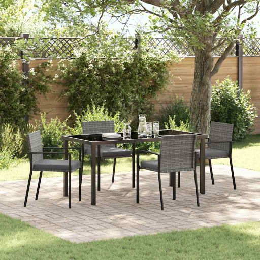 vidaXL Garten Essgruppe 3 pcs Schwarz Pulverbeschichteter Stahl