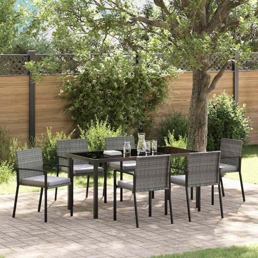 vidaXL Garten Essgruppe 3 pcs Schwarz Pulverbeschichteter Stahl