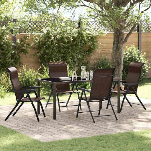 vidaXL Garten Essgruppe 3 pcs Braun Pulverbeschichteter Stahl