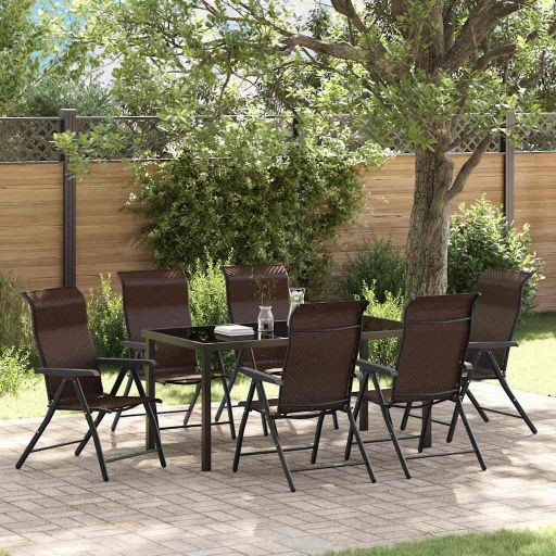 vidaXL Garten Essgruppe 3 pcs Braun Pulverbeschichteter Stahl
