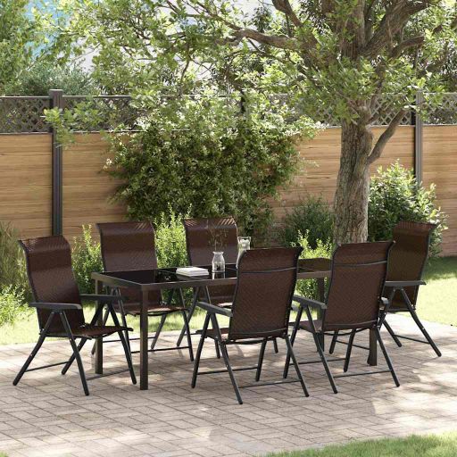 vidaXL Garten Essgruppe 3 pcs Braun Pulverbeschichteter Stahl