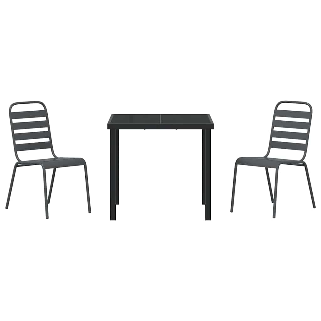vidaXL Garten Essgruppe 3 pcs Anthrazit Pulverbeschichteter Stahl